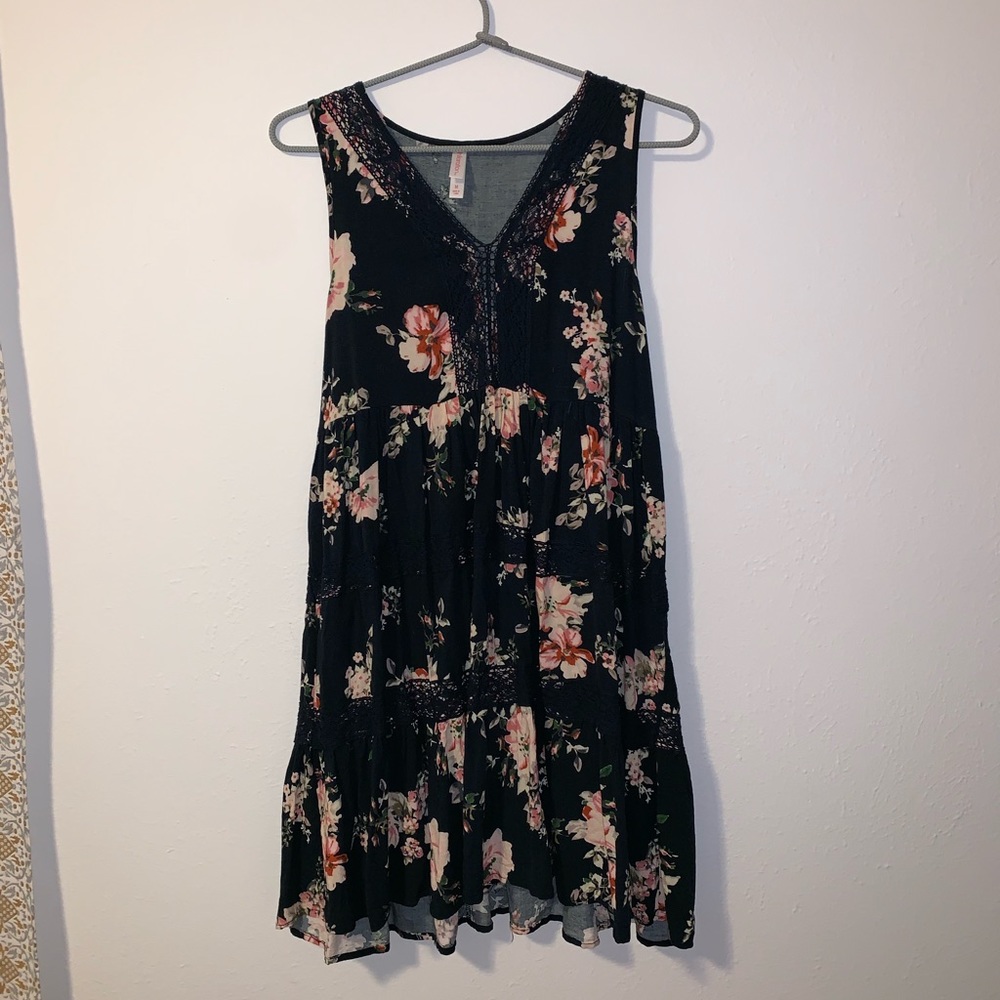Dark blue floral summer dress